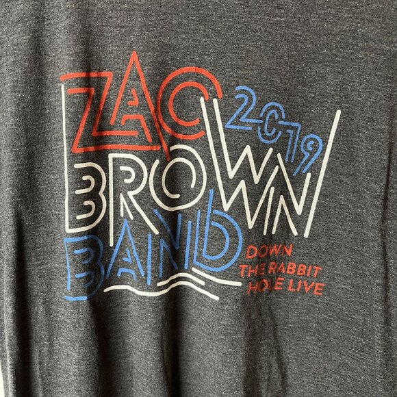 2019 Zac Brown Band T Shirt Gray Large L Graphic Tee Cotton Short Sleeve Solid - Picture 16 of 16